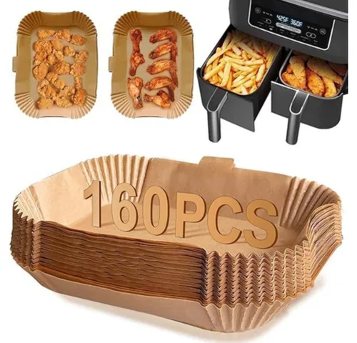 ENGHEK 160PC Air Fryer Liners, Upgraded Dual Ninja Air Fryer Liners Disposable with Curved Handle, Air Fryer Accessories for Ninja AF300UK AF400UK, Salter, Tower and Other Dual Zone Air Fryer