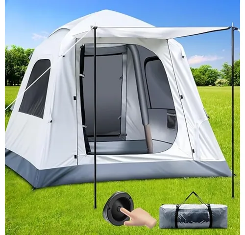 Automatic Inflatable Camping Tent，Easy Set up 3-4 Person Glamping Outdoor Air Blow Up Tents, Quick Setup Tent with a Built-in air Pump,Waterproof Inflatable House Tent for Adults